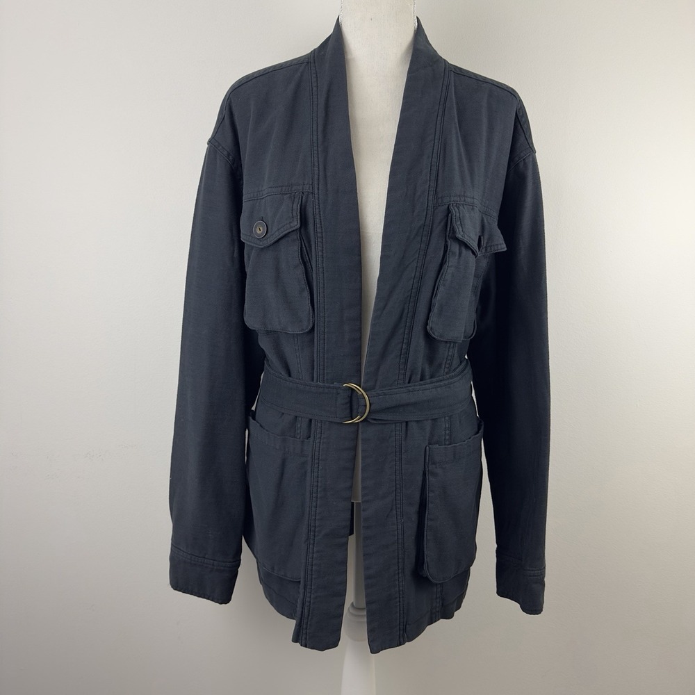 Free People black Cotton Utility Belted Jacket Womens XS Lightweight - Picture 4 of 11